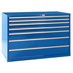 LISTA Armoire à tiroirs en tôle d'acier, h x l 1000 x 1431 mm, 7 tiroirs, charge max. 200 kg, bleu clair