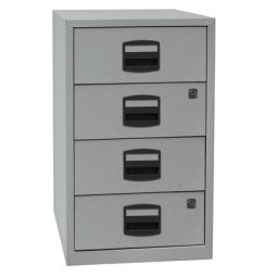 BISLEY Caisson hauteur bureau PFA, 4 tiroirs universels, argent