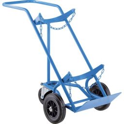 eurokraft pro Diable pour bouteilles de gaz / en acier, pour 1 bouteille en acier de Ø max. 380 mm, avec roue stabilisatrice, roues à bandage caoutchouc