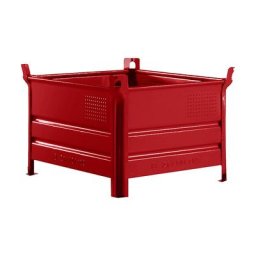 Heson Caisse-palette à parois pleines, l x L 800 x 1000 mm, charge max. 1000 kg, rouge, 1 pièce et +