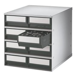 Bloc-tiroir, charge max. 75 kg, h x l x p 395 x 376 x 400 mm, 8 tiroirs, tiroirs gris