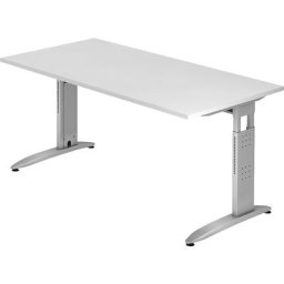 eurokraft pro NICOLA - Bureau, piétement en L, hauteur réglable, h x l x p 720 x 1600 x 800 mm, blanc