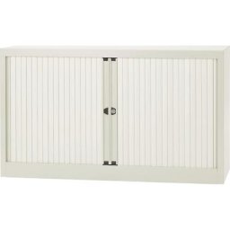 BISLEY Armoire à rideaux Euro, largeur 1200 mm, 1 tablette, blanc trafic