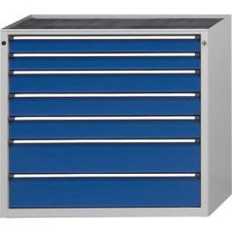 ANKE Armoire à tiroirs, l x p 1060 x 675 mm, charge max. tiroirs 200 kg, 7 tiroirs, hauteur 980 mm, façade bleu gentiane