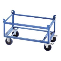 eurokraft pro Plateau roulant en acier, pour palettes Europe, charge max. 1000 kg, hauteur de chargement 650 mm, bleu