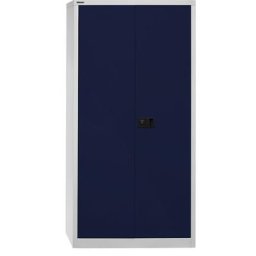 BISLEY Armoire à portes battantes UNIVERSAL, h x l x p 1950 x 914 x 400 mm, 4 tablettes, 5 hauteurs de classeurs, gris clair / bleu oxford
