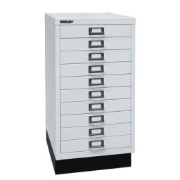 BISLEY MultiDrawer™ série 29, avec socle, format A3, 10 tiroirs, gris clair