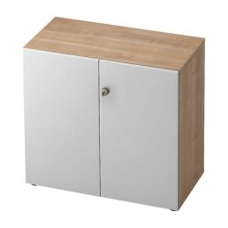 eurokraft pro ANNY - Armoire de bureau, portes battantes, 1 tablette, façon noyer / coloris aluminium