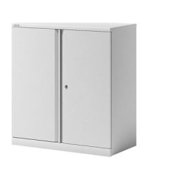 BISLEY Armoire à portes battantes ESSENTIALS, 1 tablette, 2 hauteurs de classeurs, blanc trafic