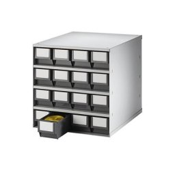 Bloc-tiroir, charge max. 75 kg, h x l x p 395 x 376 x 400 mm, 16 tiroirs, tiroirs gris