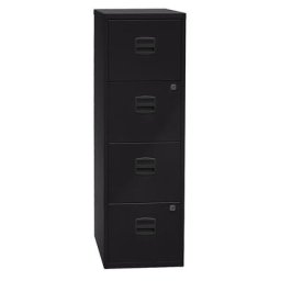 BISLEY Classeur pour dossiers suspendus PFA, 4 tiroirs, noir