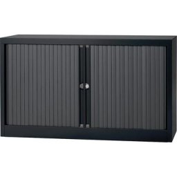 BISLEY Armoire à rideaux Euro, largeur 1200 mm, 1 tablette, noir