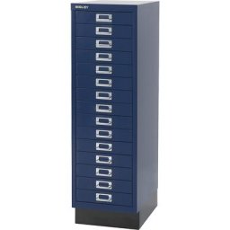 BISLEY MultiDrawer™ série 39, avec socle, format A4, 15 tiroirs, bleu oxford, noir