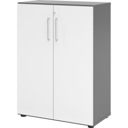 VERA-ZWO - Armoire de bureau, h x l x p 1100 x 800 x 420 mm, 2 tablettes, graphite / blanc
