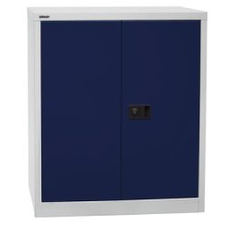 BISLEY Armoire à portes battantes UNIVERSAL, h x l x p 1000 x 914 x 400 mm, 1 tablette galvanisée, 2 hauteurs de classeurs, gris clair / bleu oxford