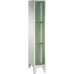 C+P Armoire à casiers CLASSIC, hauteur casiers 510 mm, sur pieds, 3 casiers, largeur 320 mm, porte vert réséda