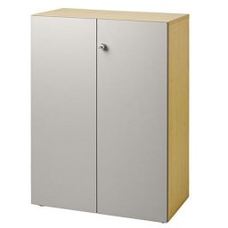 eurokraft pro ANNY - Armoire de bureau, portes battantes, 2 tablettes, façon érable / couleur alu
