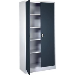 Wolf Armoire à portes battantes avec serrure électronique, avec portes en tôle pleine, gris clair / anthracite