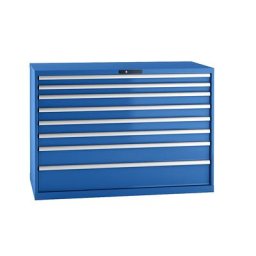 LISTA Armoire à tiroirs en tôle d'acier, h x l 1000 x 1431 mm, 8 tiroirs, charge max. 75 kg, bleu gentiane