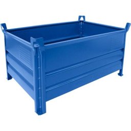 Heson Caisse-palette à parois pleines, l x L 800 x 1200 mm, charge max. 2000 kg, bleu, 10 pièces et +