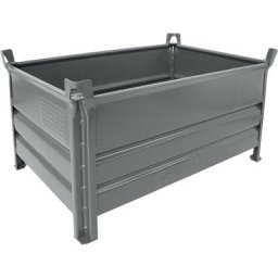 Heson Caisse-palette à parois pleines, l x L 800 x 1200 mm, charge max. 2000 kg, gris, 10 pièces et +