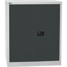 BISLEY Armoire à portes battantes UNIVERSAL, h x l x p 1000 x 914 x 400 mm, 1 tablette galvanisée, 2 hauteurs de classeurs, gris clair / anthracite