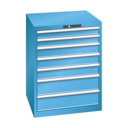 LISTA Armoire à tiroirs avec 7 tiroirs, l x p x h 717 x 725 x 850 mm, charge max. 75 kg, bleu clair