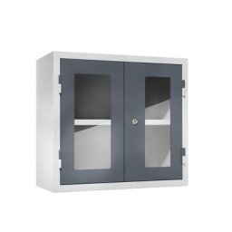 eurokraft basic Armoire murale d'atelier, h x l x p 600 x 650 x 320 mm, portes vitrées, gris basalte RAL 7012