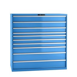 LISTA Armoire à tiroirs en tôle d'acier, h x l 1450 x 1431 mm, 10 tiroirs, charge max. 200 kg, bleu clair