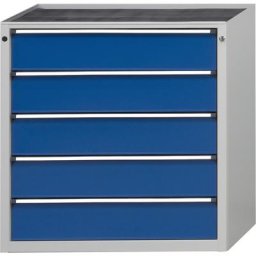 ANKE Armoire à tiroirs, l x p 910 x 675 mm, charge max. tiroirs 200 kg, 5 tiroirs, hauteur 980 mm, façade bleu gentiane