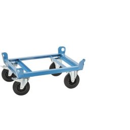 eurokraft pro Plateau roulant en acier, pour demi-palettes, charge max. 500 kg, hauteur de chargement 280 mm, bleu, à partir de 5 pièces