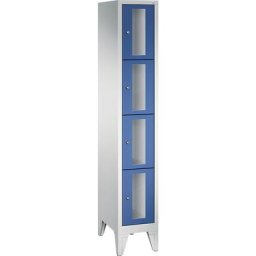 C+P Armoire à casiers CLASSIC, hauteur casiers 375 mm, sur pieds, 4 casiers, largeur 320 mm, porte bleu gentiane