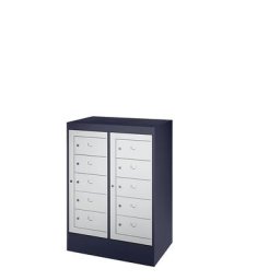 Armoire pour ordinateurs portables, 10 casiers, h x l 1115 x 782 mm, gris noir / gris clair
