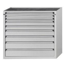 ANKE Armoire à tiroirs, l x p 1060 x 675 mm, charge max. tiroirs 200 kg, 9 tiroirs, hauteur 1280 mm, façade gris clair