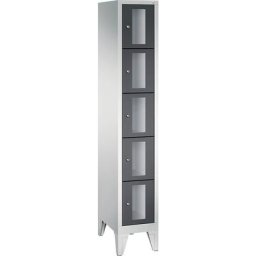 C+P Armoire à casiers CLASSIC, hauteur casiers 295 mm, sur pieds, 5 casiers, largeur 320 mm, porte gris noir