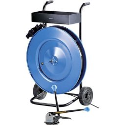 eurokraft pro Kit de cerclage, feuillard en acier, tendeur-sertisseur, dérouleur de bobine mobile, feuillard, largeur feuillard 13 mm