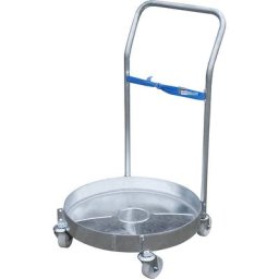 eurokraft pro Plateau roulant pour fût, galvanisé, avec cuve et barre de poussée, Ø max. 600 mm, hauteur de chargement 209 mm