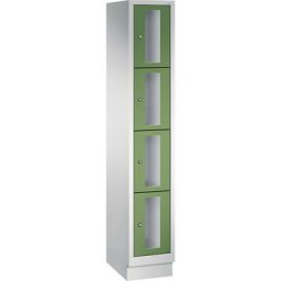 C+P Armoire à casiers CLASSIC, hauteur casiers 375 mm, sur socle, 4 casiers, largeur 320 mm, porte vert réséda