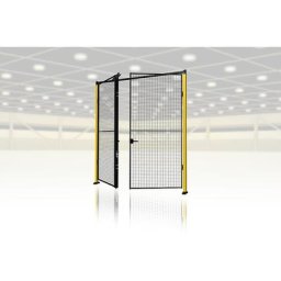 Axelent Cloison grillagée pour la protection des machines X-GUARD, kit de porte (sans élément de porte, supports et verrouillage), porte battante, double porte, h x l 2000 x 3000 mm