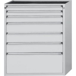 ANKE Armoire à tiroirs, l x p 1060 x 675 mm, charge max. tiroirs 200 kg, 7 tiroirs, hauteur 1280 mm, façade gris clair