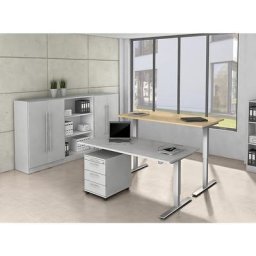 Armoire de bureau, hauteur 1270 mm, 2 tablettes, façon érable