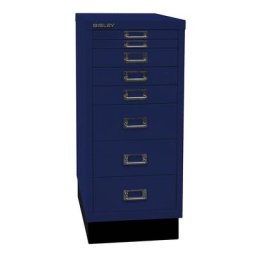 BISLEY MultiDrawer™ série 29, avec socle, format A4, 8 tiroirs, bleu oxford
