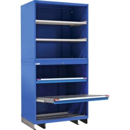 Armoire modulaire, 2 tablettes, 2 tablettes coulissantes, charge max. 75 kg, h x l x p 2100 x 1005 x 695 mm