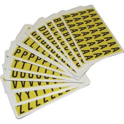 Jeu de caractères, h x l 19 x 14 mm, caractères adhésifs A - Z, 26 cartes