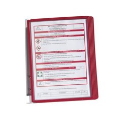 DURABLE Kit complet support mural, 5 pochettes transparentes A4, lot de 2, cadre rouge, à partir de 3 lots