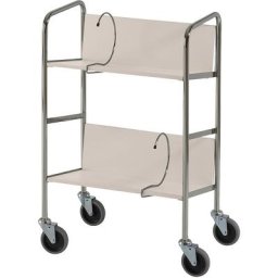 HelgeNyberg Chariot de bureau chromé, 2 tablettes, L x l x h 550 x 340 x 840 mm, façon bouleau