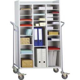Chariot de bureau, pour courrier, force 150 kg, L x l x h 950 x 455 x 1380 mm