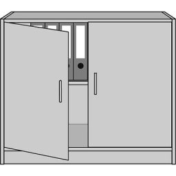 eurokraft pro STATUS - Armoire de bureau, à portes battantes, 1 tablette, aluminium / façon hêtre