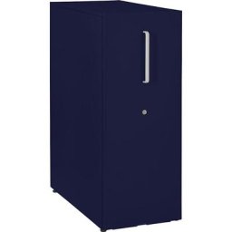 BISLEY Meuble de rangement Tower™ 3, avec plateau de finition et 1 tableau à épingler, version gauchère, 1 tablette, bleu oxford