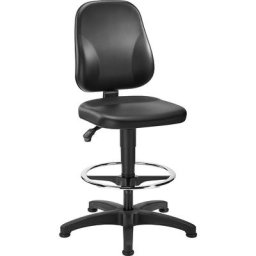 eurokraft basic Siège d'atelier, similicuir, avec patins et repose-pieds circulaire, 580 - 850 mm